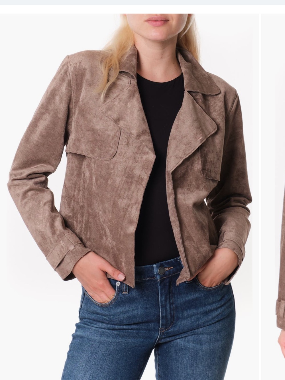 Blank NYC Seal the Deal Faux Suede Crop Trench